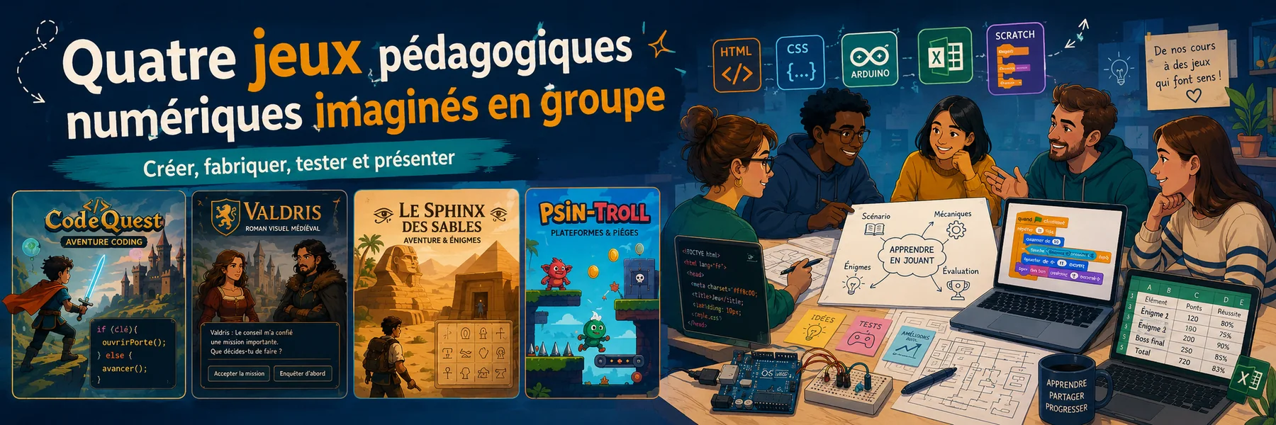 Banderole des quatre jeux pédagogiques numériques